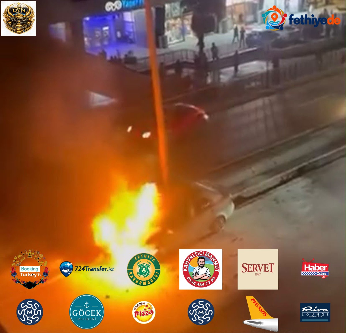 Esenyurt D-100'de seyir halindeki otomobil alev aldı, itfaiye yangını söndürdü