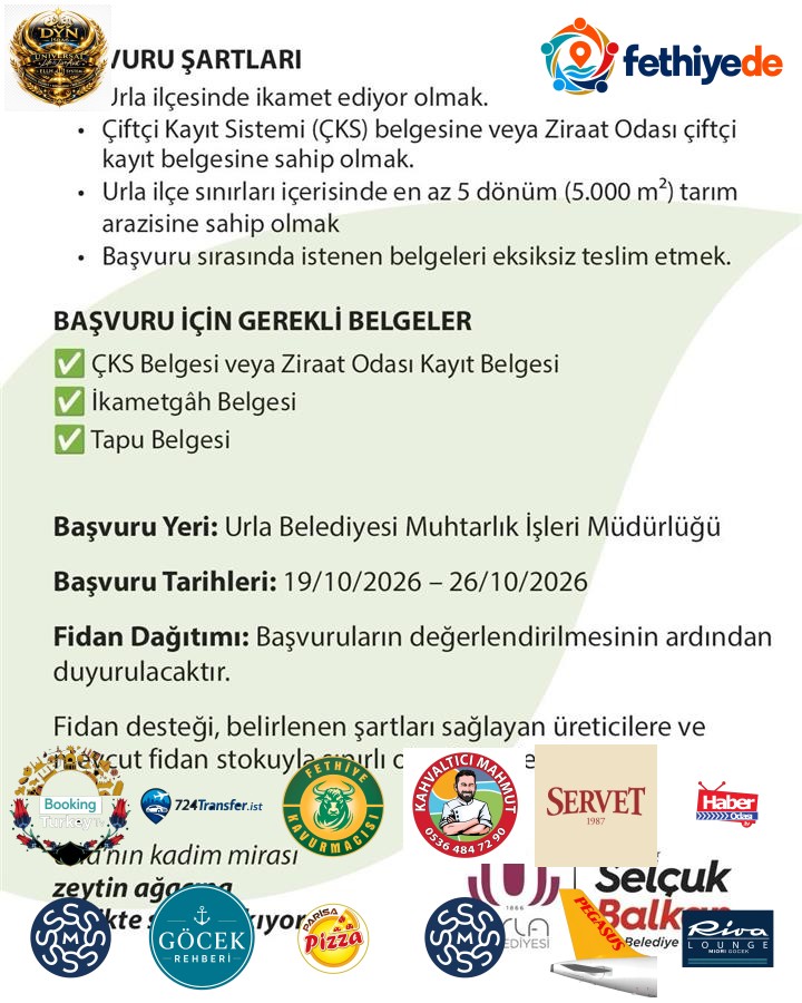 [BELEDIYE · İzmir · Urla] Urla’da zeytin fidanı dağıtımı