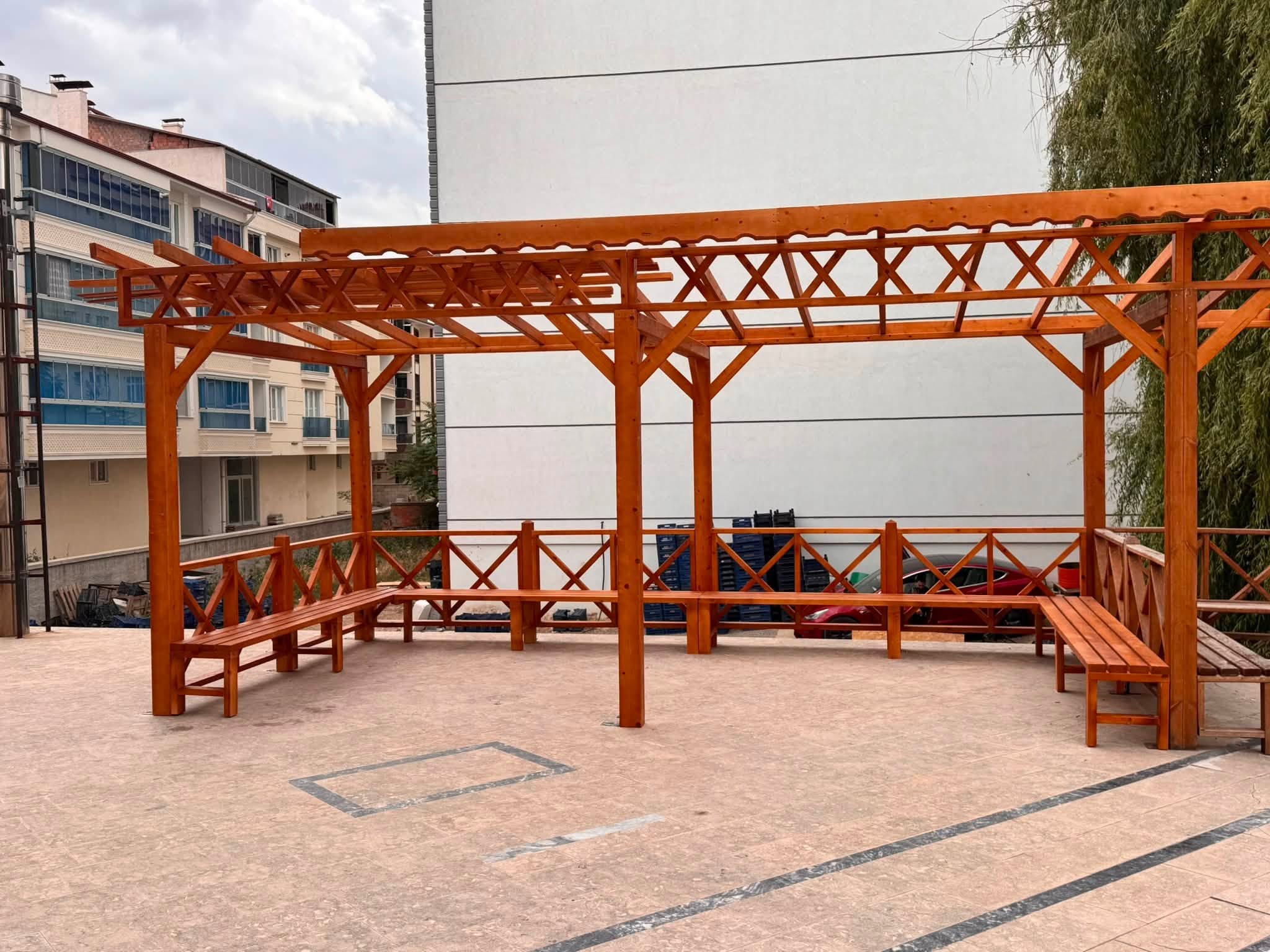 [BELEDIYE · Konya · Kulu] Kırkahvesi halime hatun camii bahçesinde bulunan gölgelik alanı genişletiyoruz