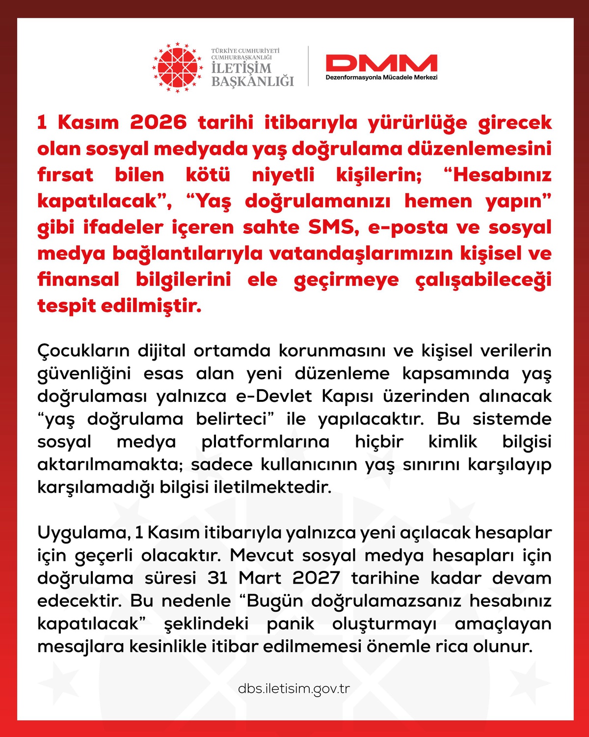 DMM, yaş doğrulamada sahte mesajlara karşı uyardı; doğrulama e-Devlet'ten yapılacak