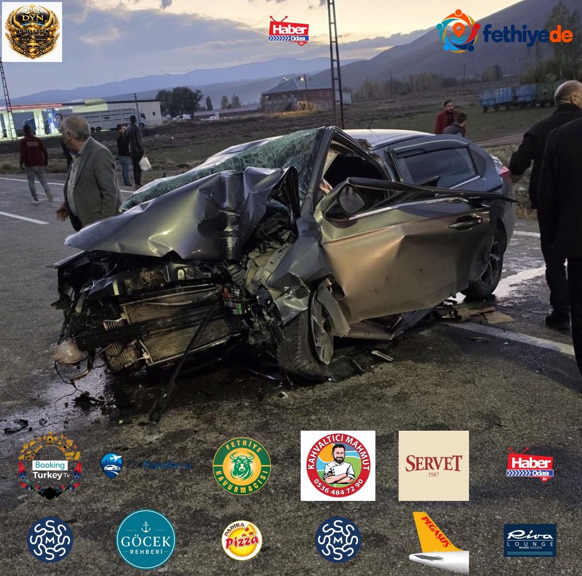 Bingöl Karlıova'da kontrolden çıkan otomobil direğe çarptı, 3 kişi yaralandı