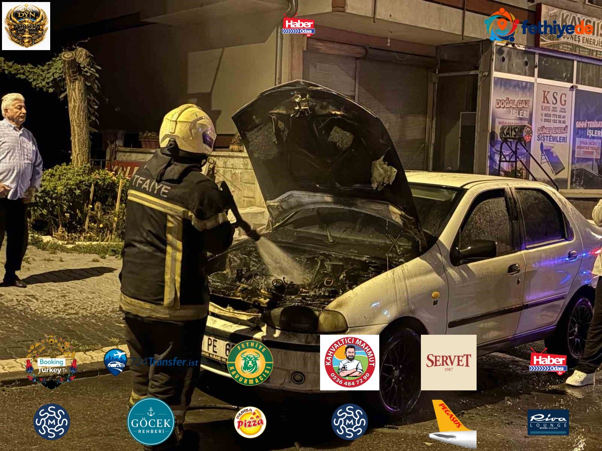 Kayseri Melikgazi'de çalıştırılan otomobilin motoru alev aldı, yangın söndürüldü