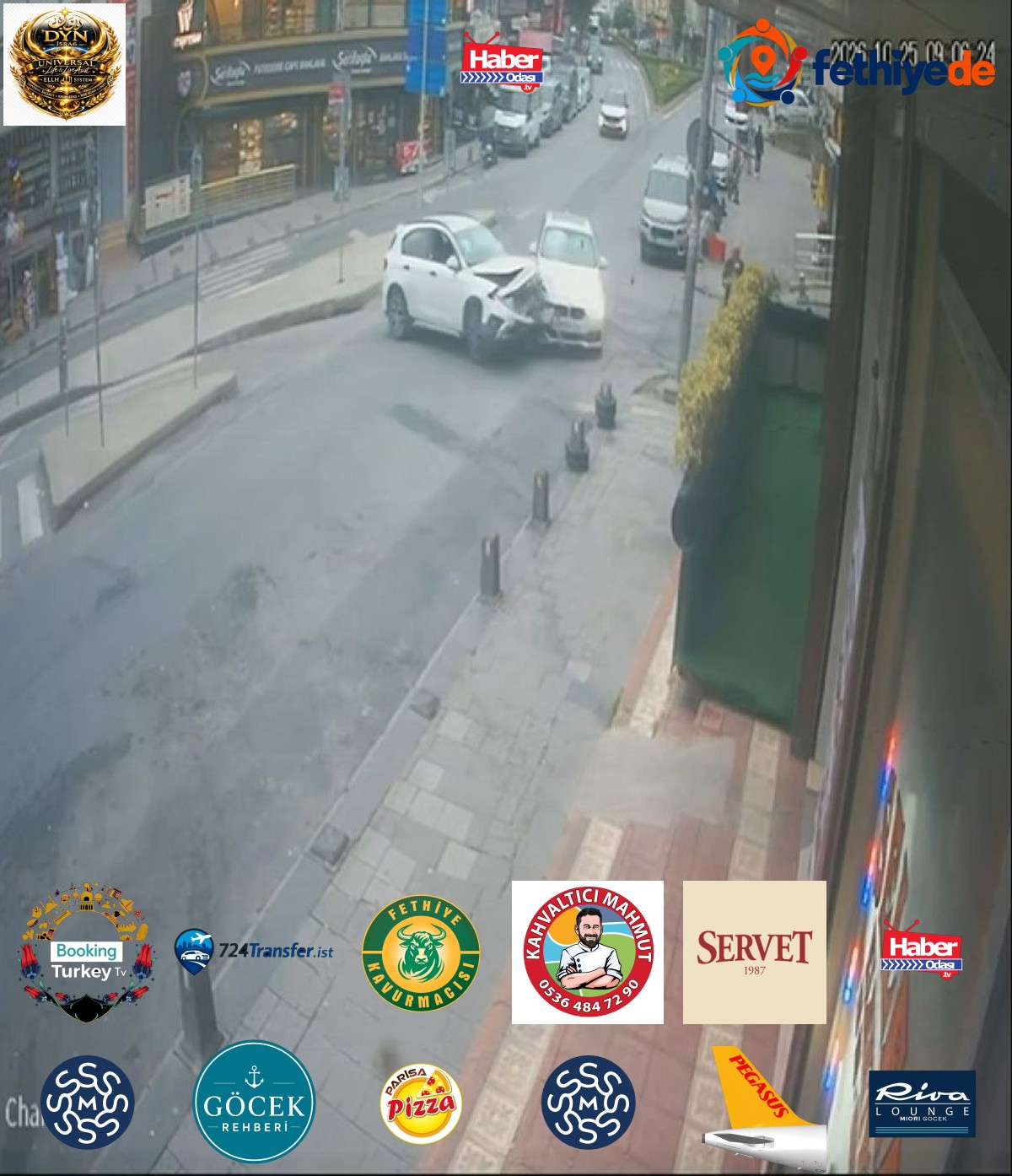 Arnavutköy'de iki otomobil çarpıştı, 1 kişi hafif yaralandı; kazayı kamera kaydetti