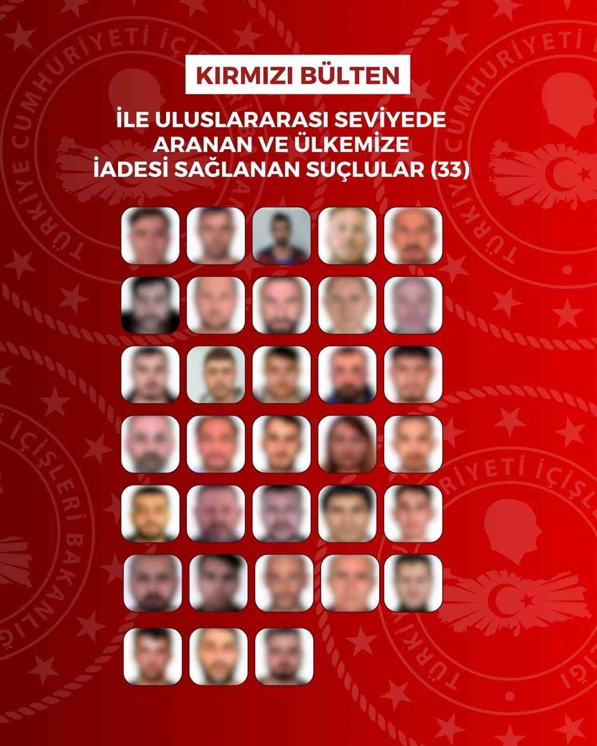 İçişleri Bakanlığı 23 Eylül-23 Ekim'de 63 suçlunun Türkiye'ye getirildiğini açıkladı