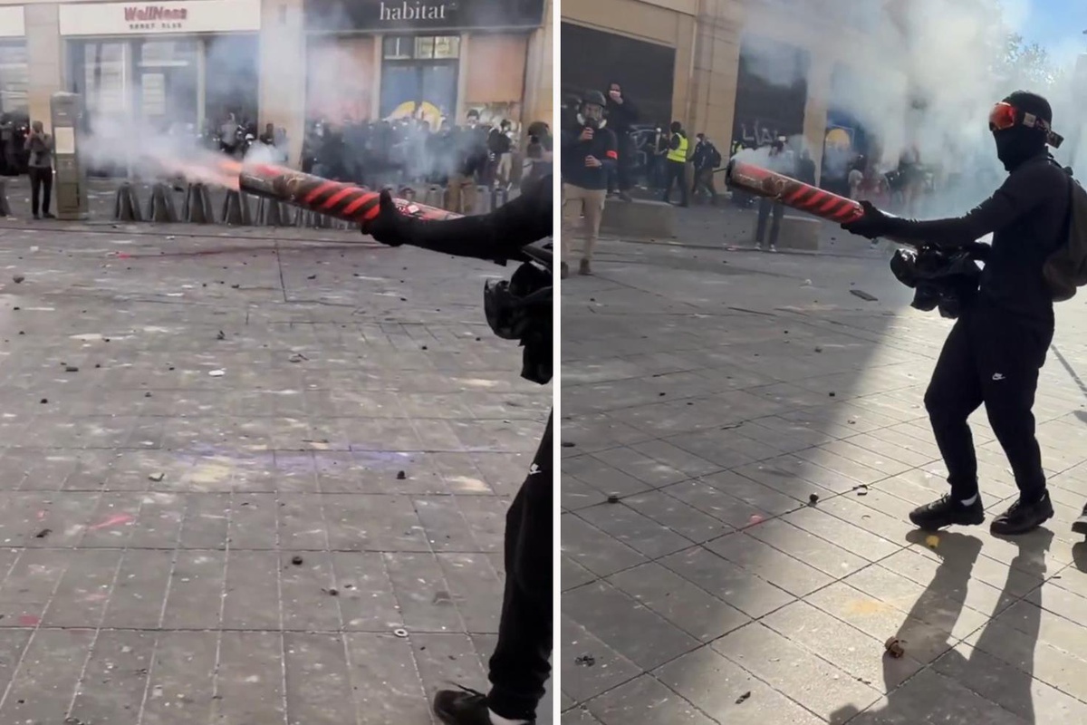 Kendi yaptığı roket düzeneğiyle polise havai fişek attı