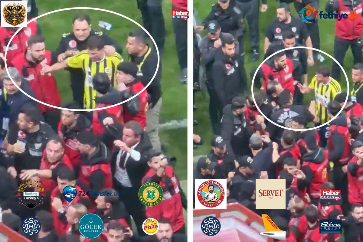 Mert Hakan Yandaş, saha içinde görev yapan polisi önce itti, sonra tartıştı
