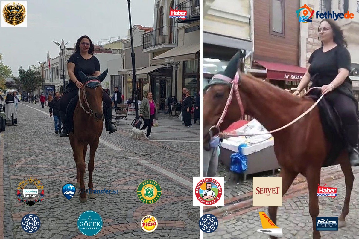 Edirne'de atıyla caddelerde gezen kadın ilgi odağı oldu