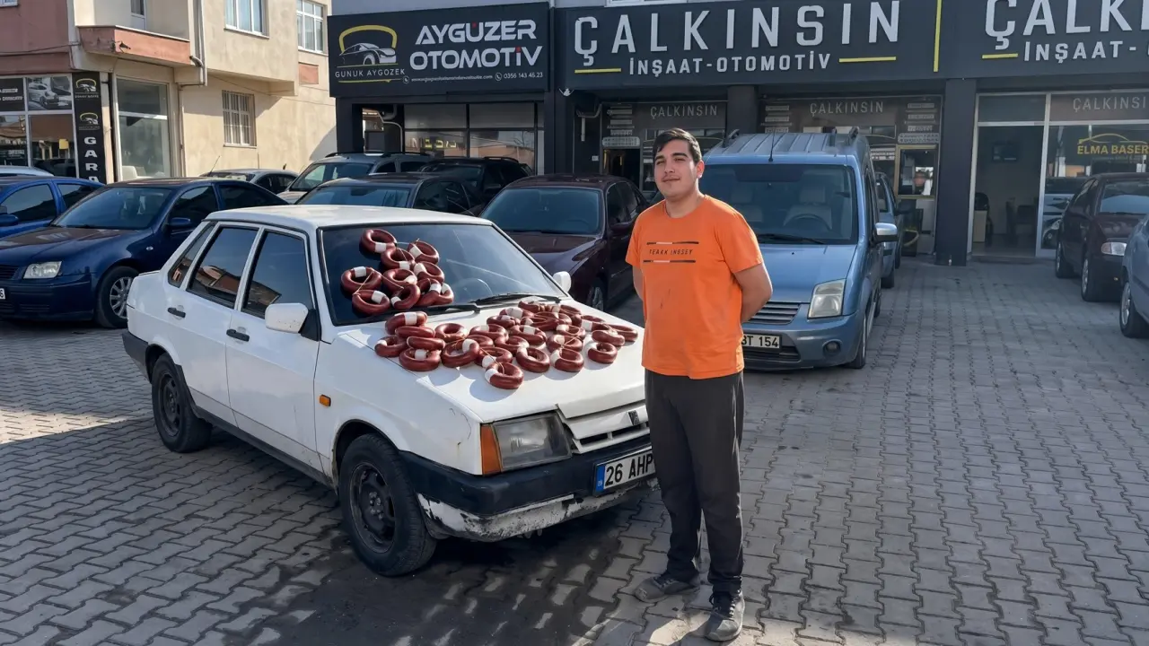 Eskişehir’de ilginç takas! Otomobilini 100 kilo dana sucuğuyla değiştirdi