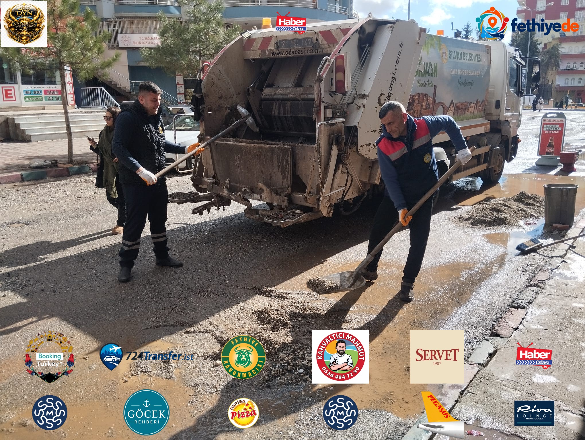 Yoğun yağış sonrası sokaklarda temizlik çalışması