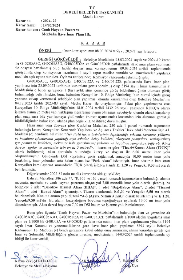 Bahçeli ve Kuşluhan Mahallesinde İmar Planı Yapılması