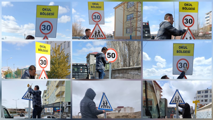 Trafik Ulaşım Hizmetlerinden Kent Genelinde Uyarı Levhası Çalışması