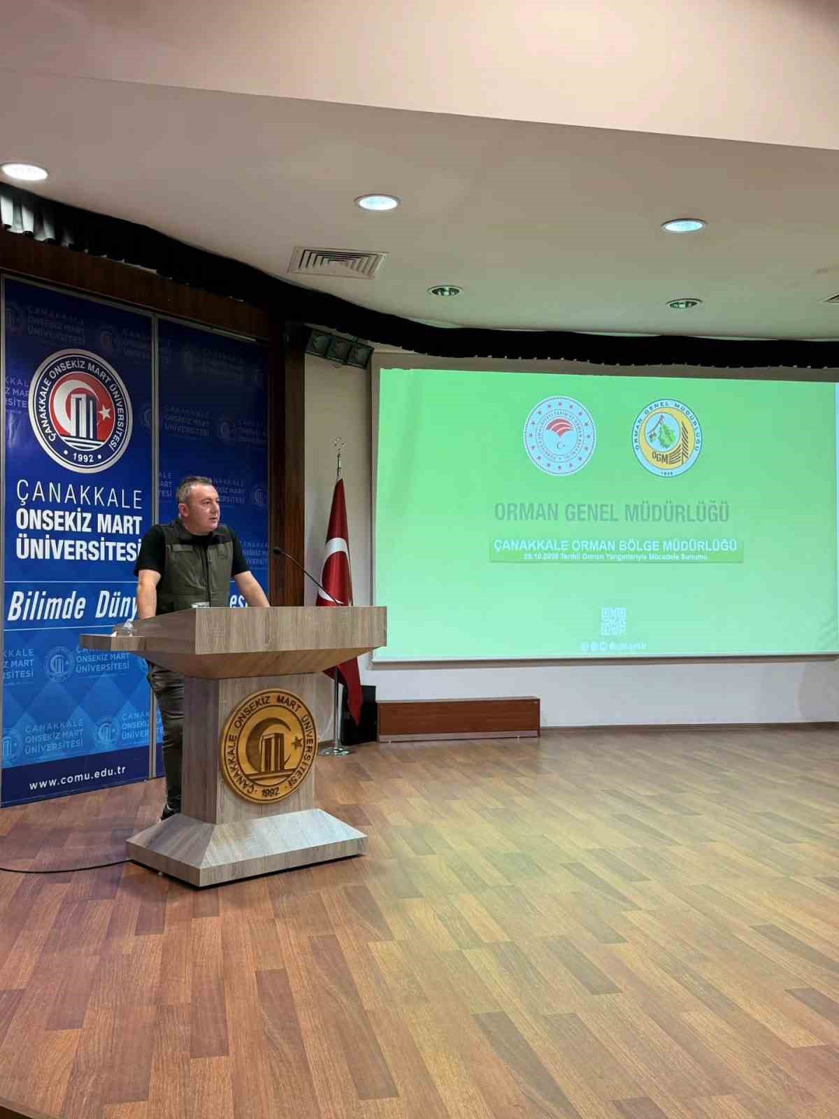 Çanakkale'de ÇOMÜ'lü öğrencilere yangın farkındalık eğitimi verildi