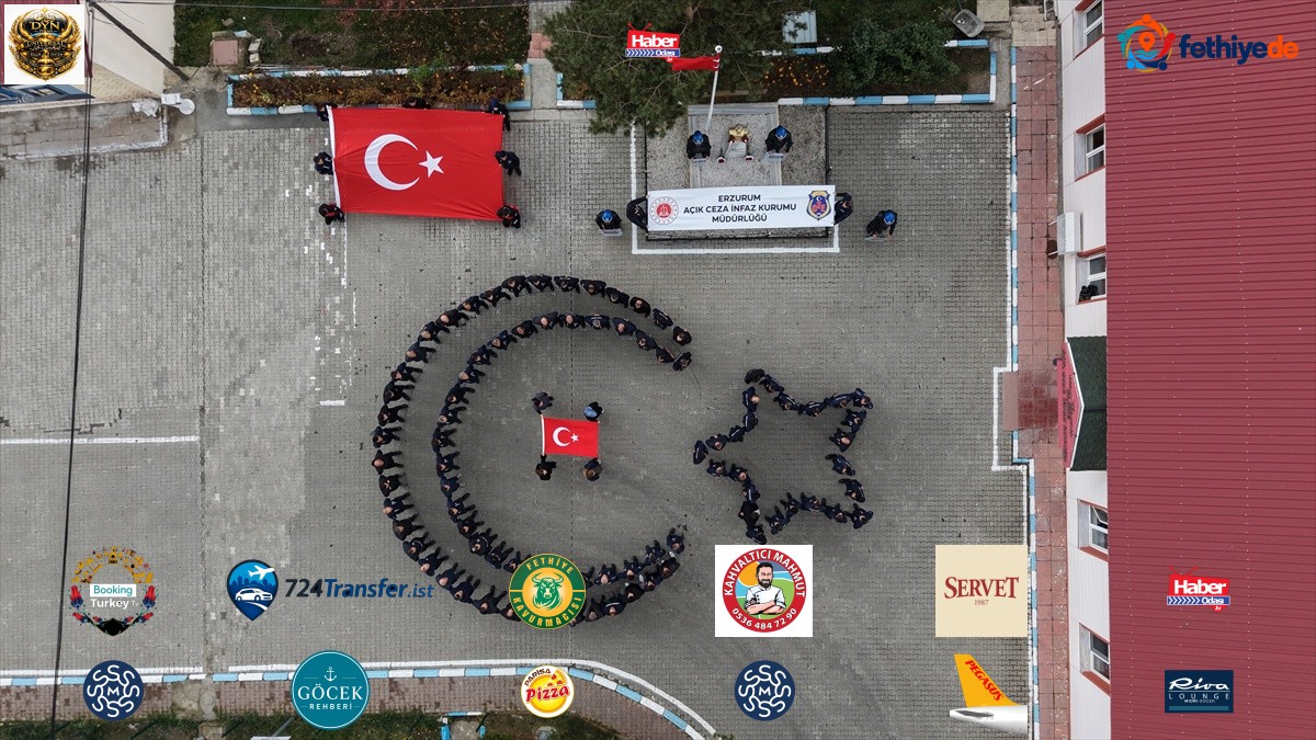Erzurum'da cezaevi personeli Cumhuriyet'in 103. yılına ay-yıldız koreografisi yaptı