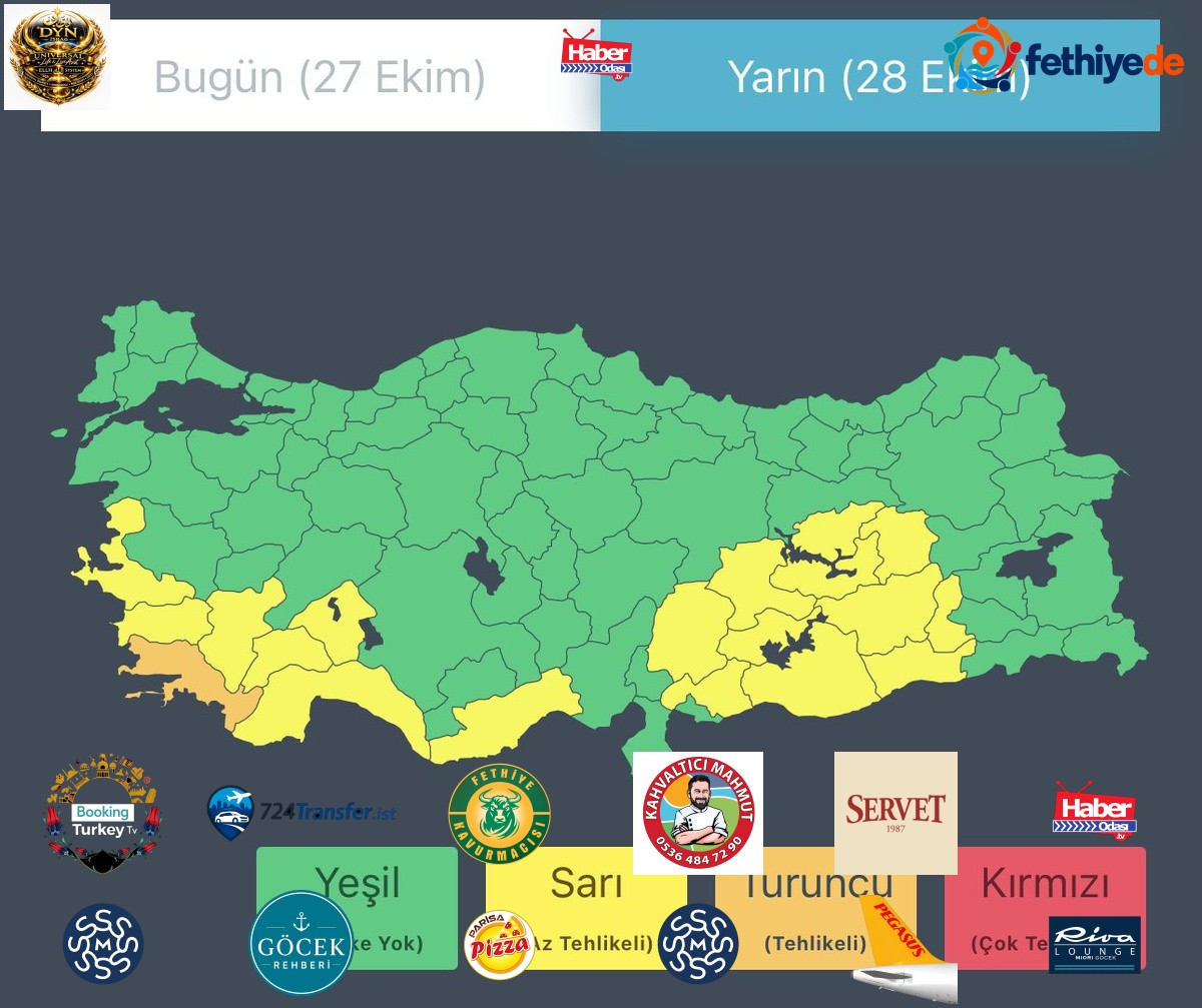 Çevre Bakanlığı, Muğla'ya turuncu, 18 il için sarı kodlu yağış uyarısı yaptı