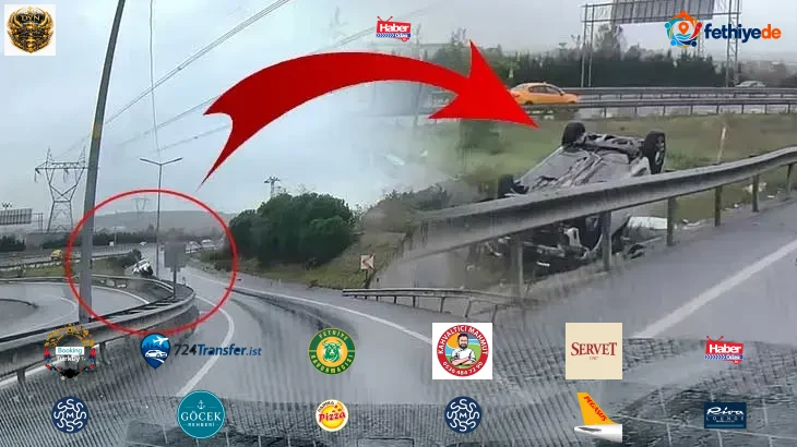 İstanbul Göktürk’te virajı alamayan aracın takla attığı anlar kamerada