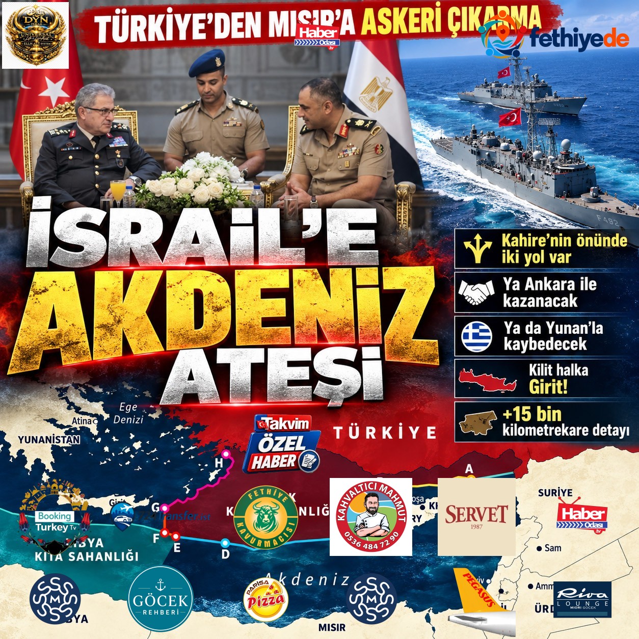 Türkiyeden Mısıra Akdeniz çıkarması! Kahirenin önündeki iki yol: Ya Ankara ile kazanacak ya da İsrail-Yunana uyup kaybedecek