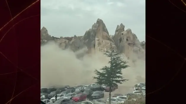 Kapadokya'da bir peri bacası çöktü! Yaralılar var
