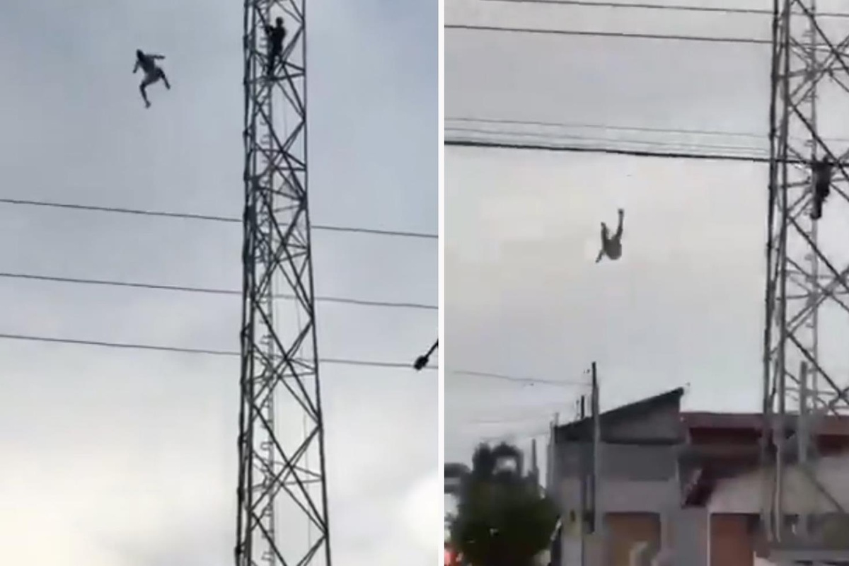 Kimse ikna edemedi, metrelerce yükseklikten böyle atladı