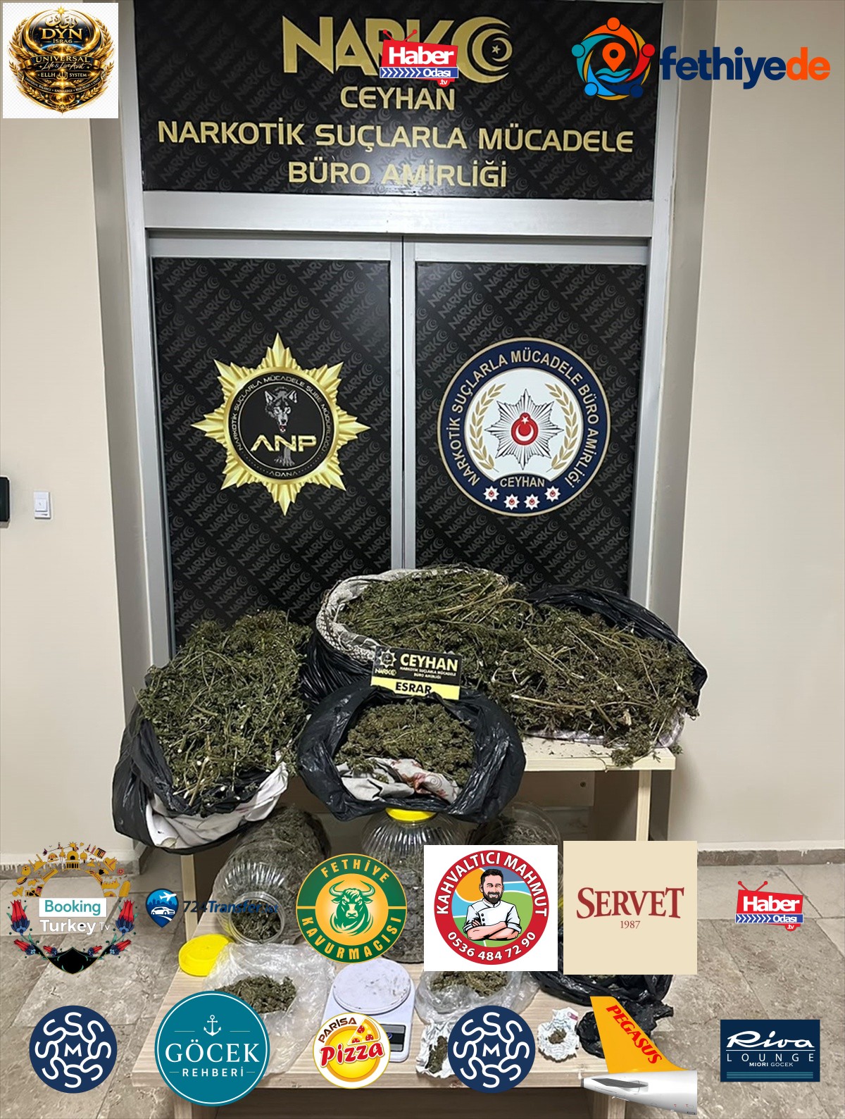 Adana Ceyhan'da 8 kilo 562 gram esrarla yakalanan 2 zanlı tutuklandı