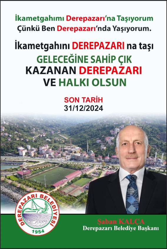 İkametgahimi derepazarina taşiyorum çünkü derepazarinda yaşiyorum.