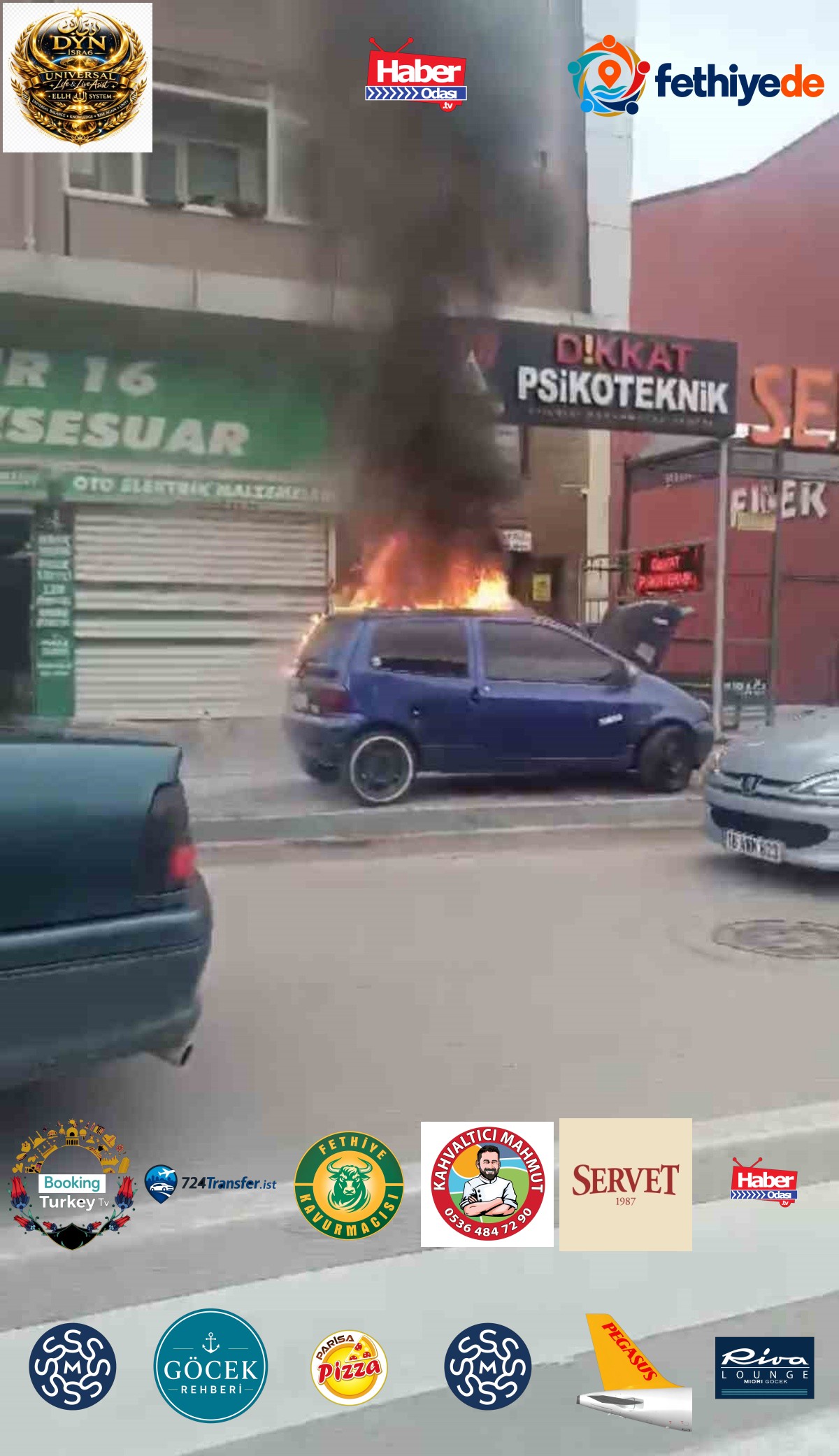 Bursa Yıldırım'da park halindeki otomobilde çıkan yangın maddi hasara yol açtı