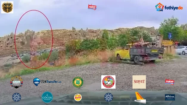 Kapadokya'da peribacasından kopan kayaların düşme anına ait görüntüler ortaya çıktı