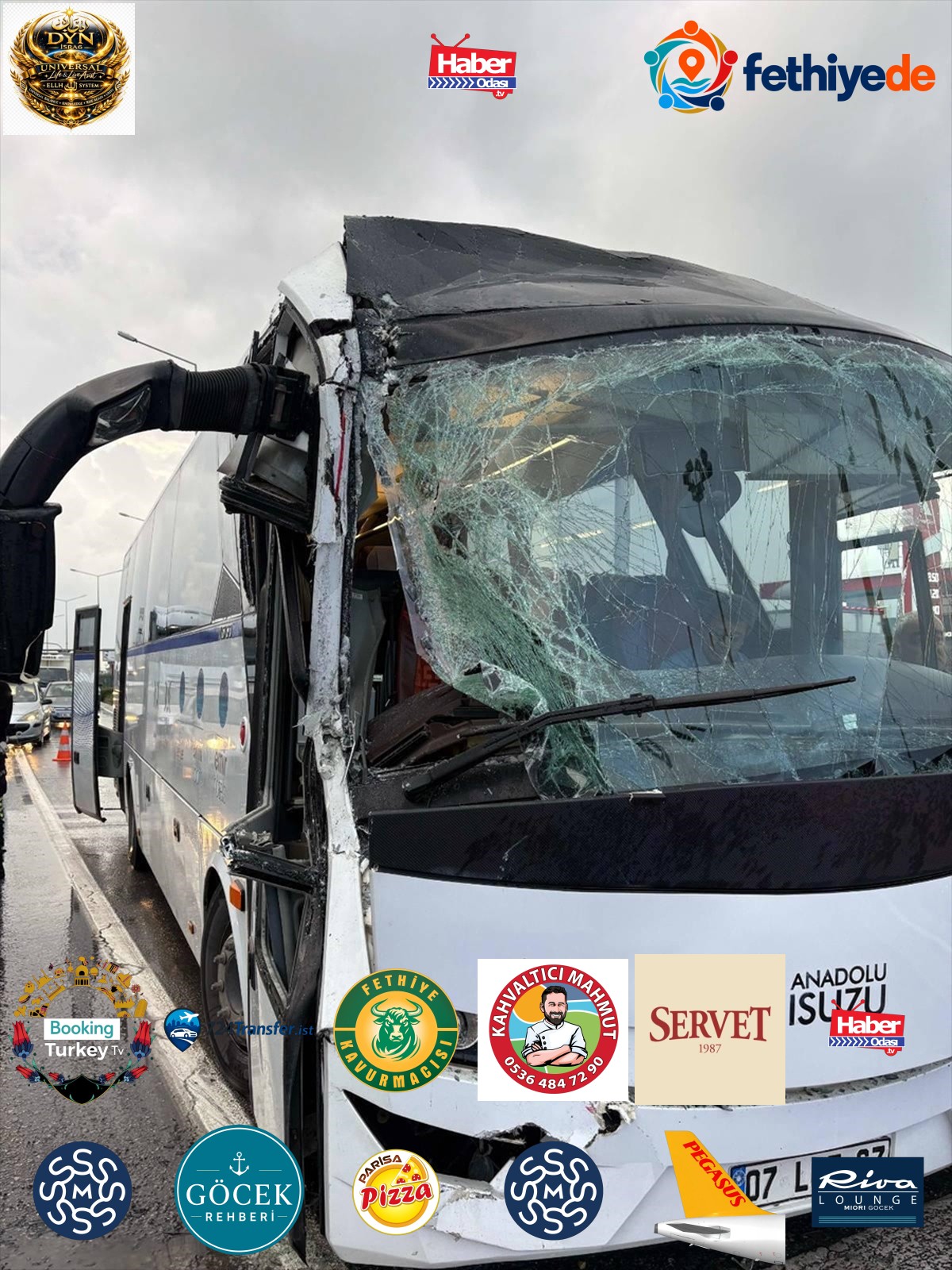 Antalya Manavgat'ta otobüs, kamyon ve otomobilin karıştığı kazada 6 kişi yaralandı