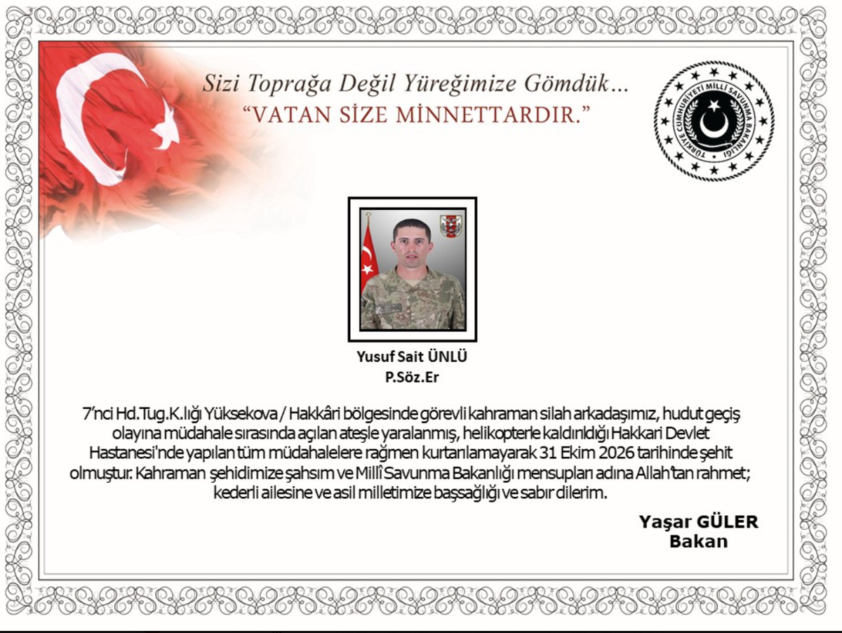 Hakkari'de bir asker düştü