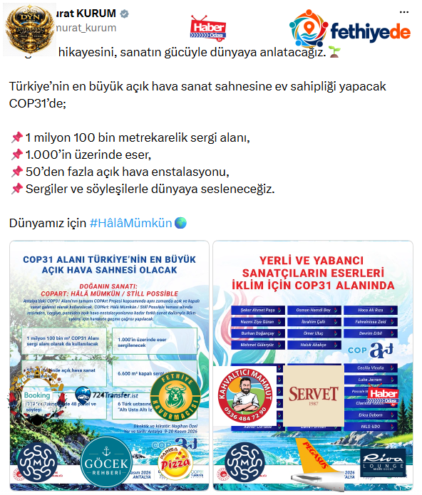 Antalya’da iklim için sanat zamanı! COP31 alanı Türkiye’nin en büyük açık hava sanat sahnesi oluyor