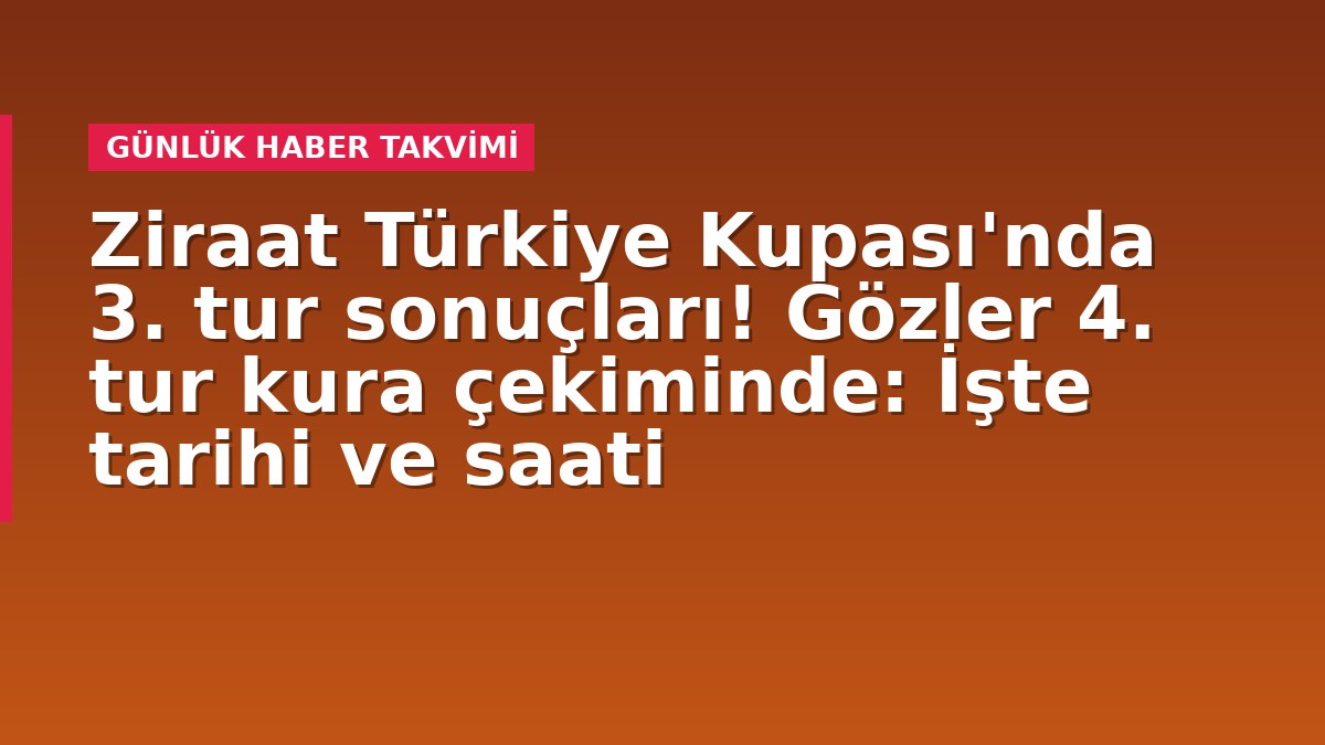 Ziraat Türkiye Kupası'nda 3. tur sonuçları! Gözler 4. tur kura çekiminde: İşte tarihi ve saati