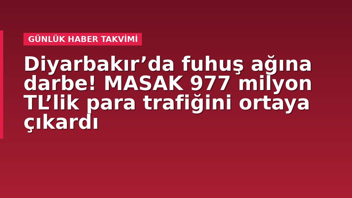 Diyarbakır’da fuhuş ağına darbe! MASAK 977 milyon TL’lik para trafiğini ortaya çıkardı